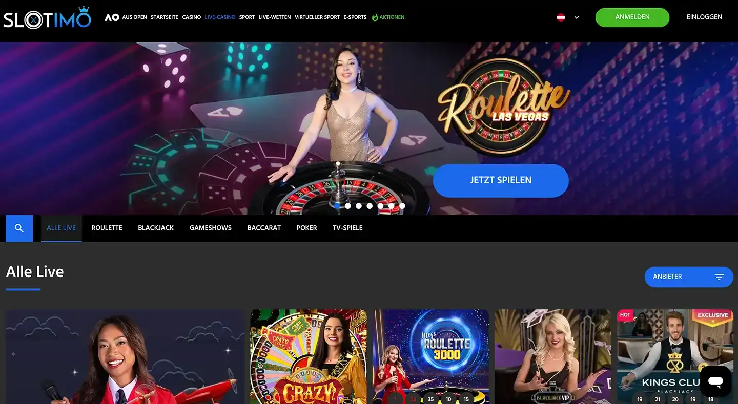 Slotimo Casino hero section screenshot